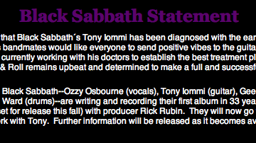 Statement: Black Sabbath, 09.01.2012