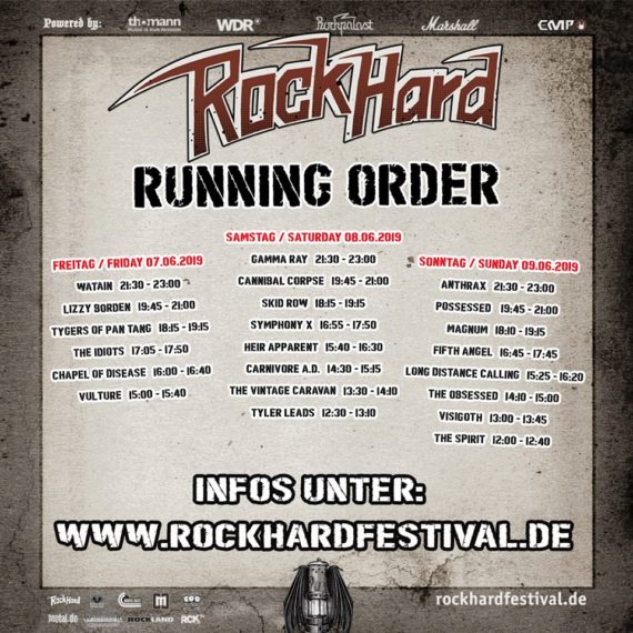 Running Order - Rock Hard Festival 2019